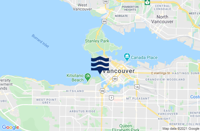 Mapa de mareas Vancouver, Canada