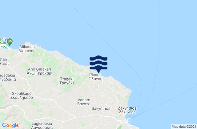 Mapa de mareas Vanáton, Greece
