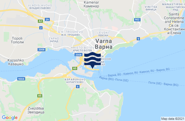 Mapa de mareas Varna, Bulgaria