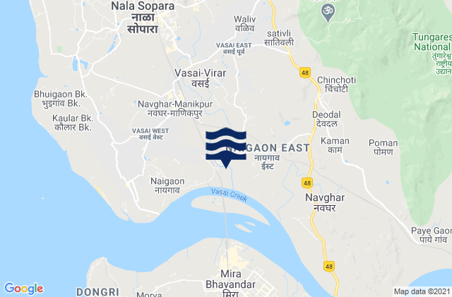 Mapa de mareas Vasai, India