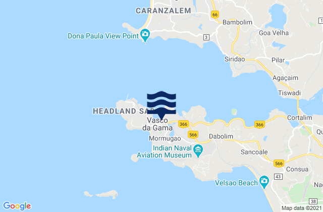 Mapa de mareas Vasco da Gama, India