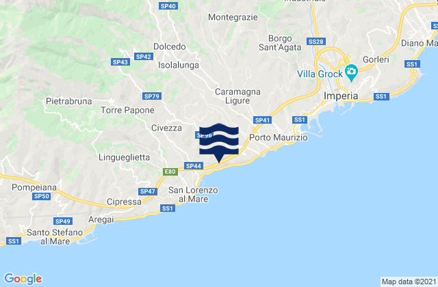 Mapa de mareas Vasia, Italy