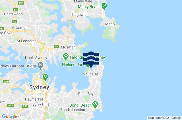Mapa de mareas Vaucluse Bay, Australia