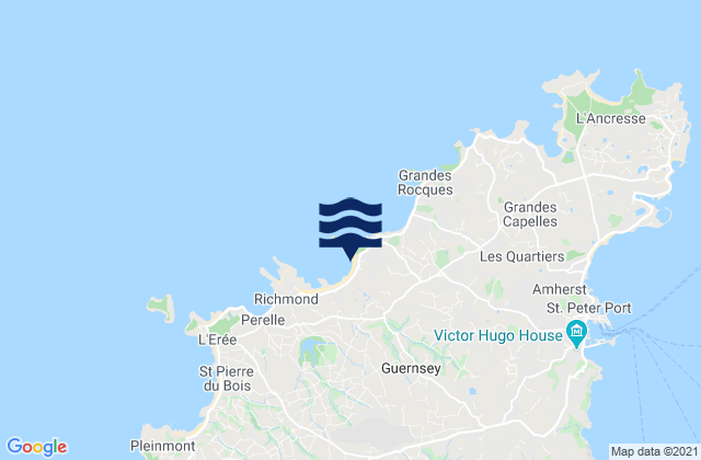Mapa de mareas Vazon Bay - Beach - Guernsey, France