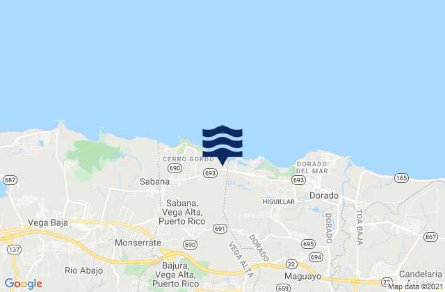 Mapa de mareas Vega Alta Barrio-Pueblo, Puerto Rico