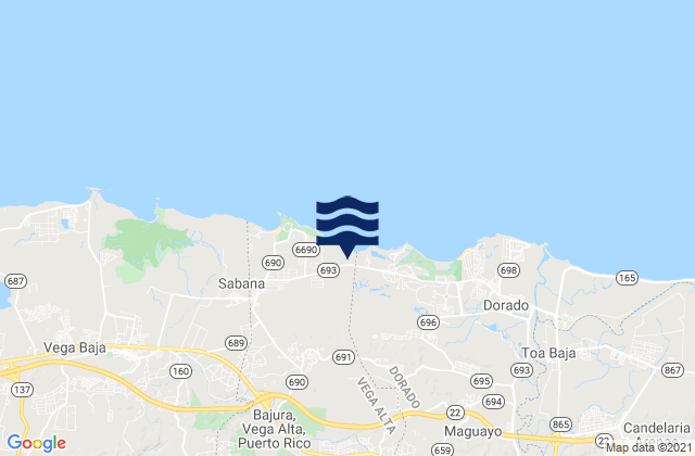 Mapa de mareas Vega Alta, Puerto Rico