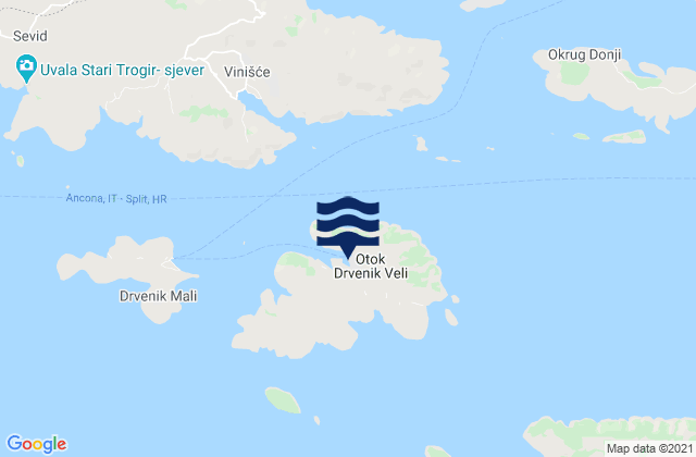 Mapa de mareas Veliki Drvenik, Croatia