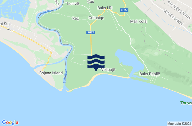 Mapa de mareas Velipojë, Albania