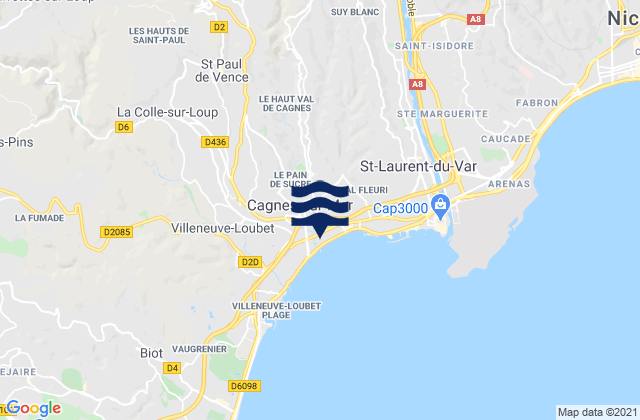 Mapa de mareas Vence, France
