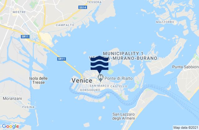 Mapa de mareas Venezia, Italy