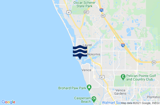 Mapa de mareas Venice Inlet (Inside), United States