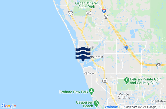 Mapa de mareas Venice Inlet, United States