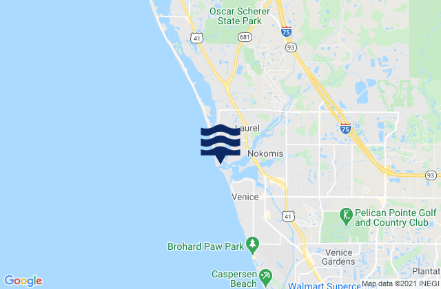 Mapa de mareas Venice NorthandSouth Jetty, United States
