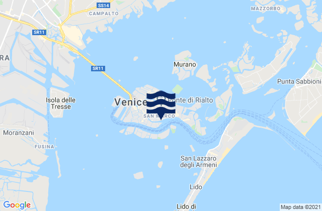 Mapa de mareas Venice, Italy