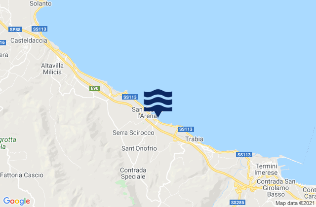 Mapa de mareas Ventimiglia di Sicilia, Italy