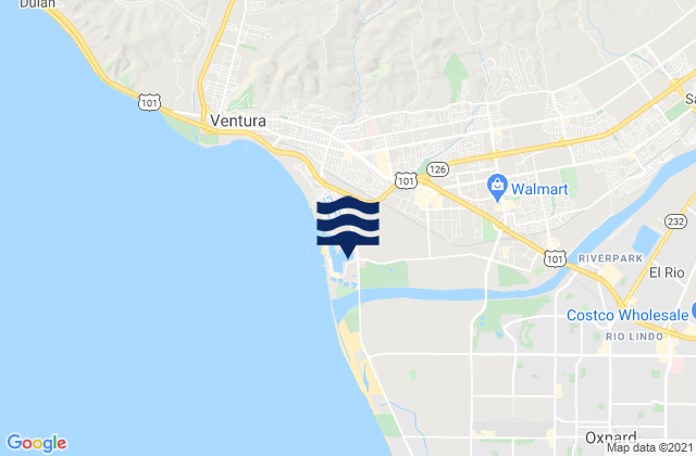 Mapa de mareas Ventura Overhead, United States