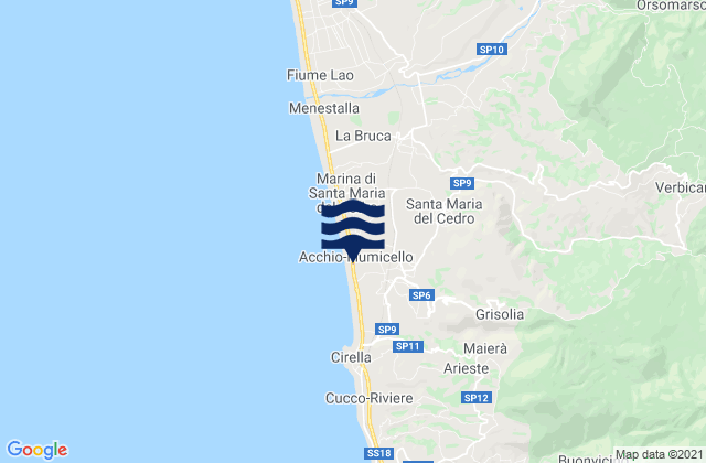 Mapa de mareas Verbicaro, Italy