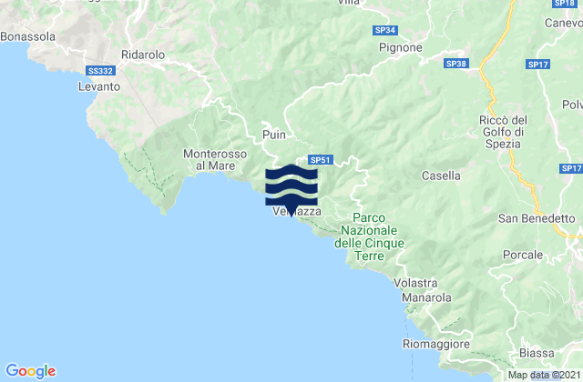 Mapa de mareas Vernazza, Italy