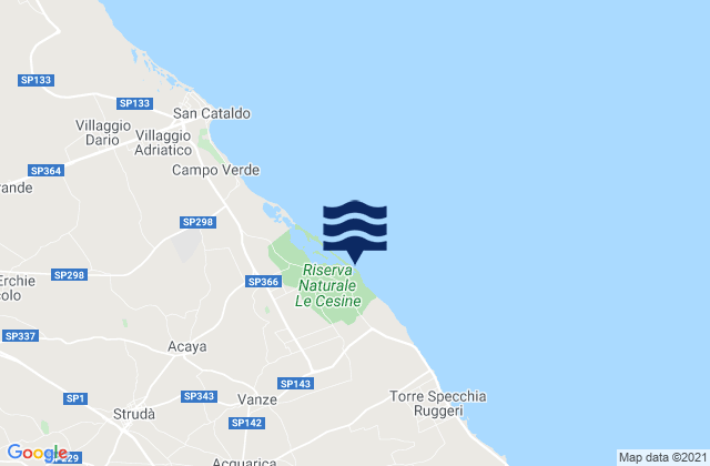 Mapa de mareas Vernole, Italy
