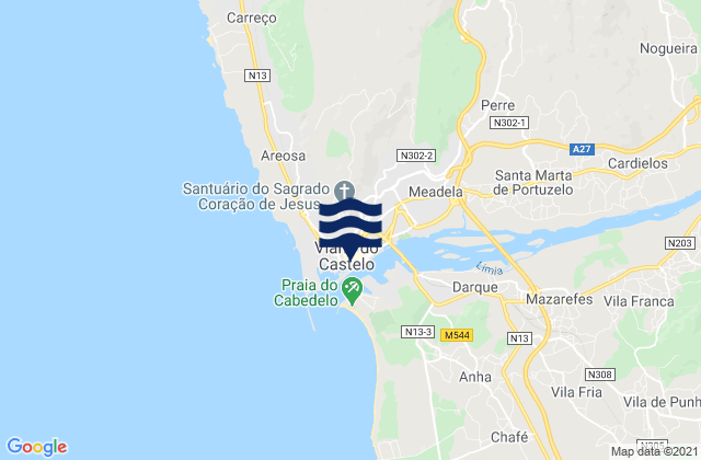 Mapa de mareas Viana do Castelo, Portugal