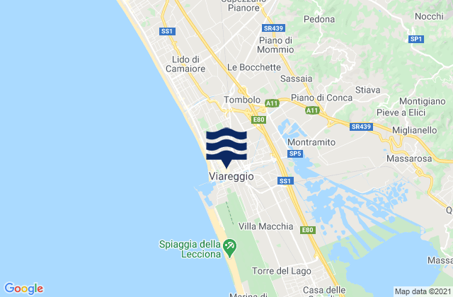 Mapa de mareas Viareggio, Italy