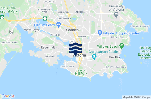 Mapa de mareas Victoria, Canada