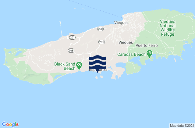 Mapa de mareas Vieques Island, Puerto Rico