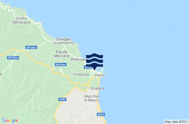 Mapa de mareas Vieste, Italy