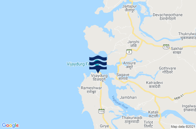 Mapa de mareas Vijayadurg Harbour, India