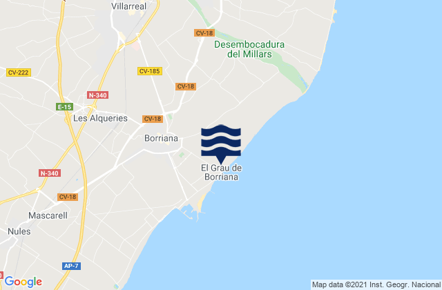 Mapa de mareas Vila-real, Spain