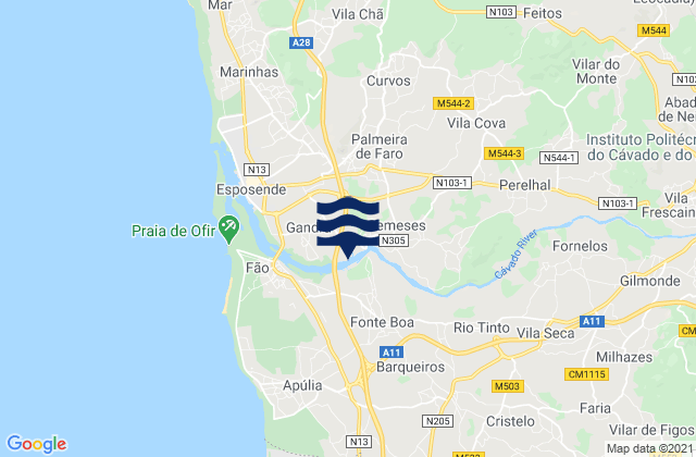 Mapa de mareas Vila Frescainha, Portugal