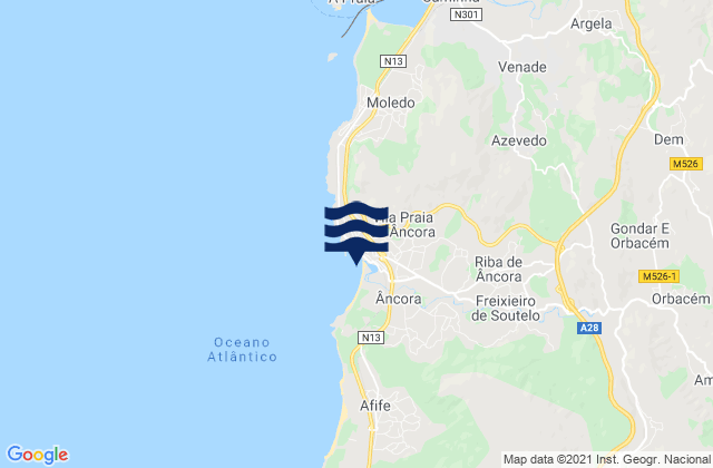 Mapa de mareas Vila Praia de Âncora, Portugal
