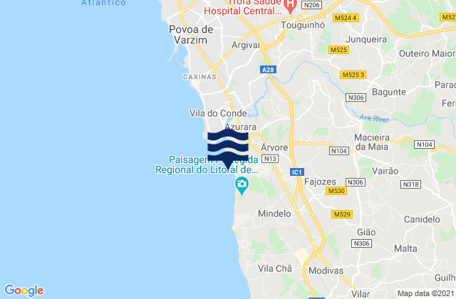 Mapa de mareas Vila do Conde, Portugal