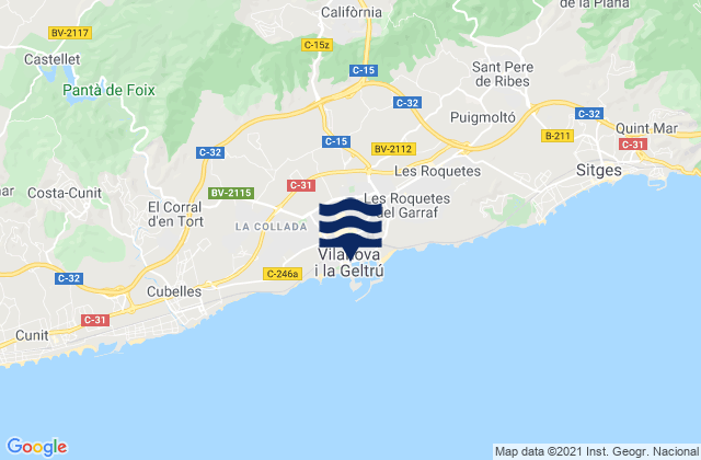 Mapa de mareas Vilafranca del Penedès, Spain