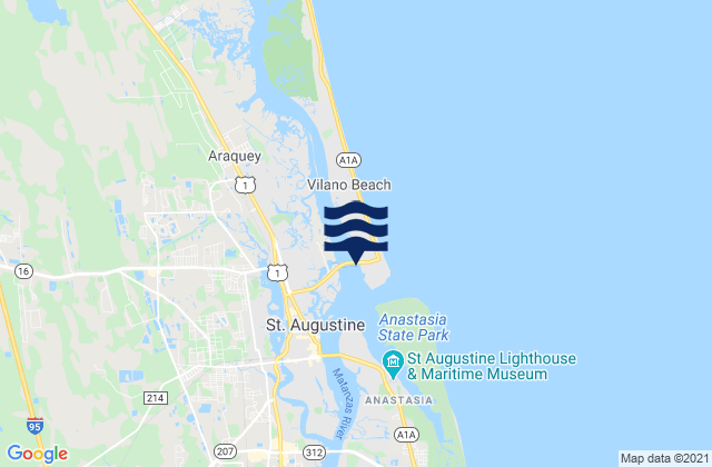 Mapa de mareas Vilano Beach ICWW, United States