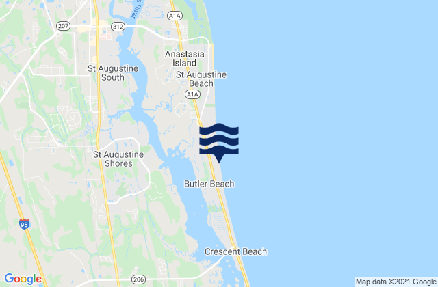 Mapa de mareas Vilano Jetty, United States