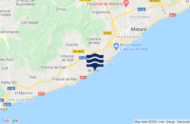 Mapa de mareas Vilassar de Mar, Spain