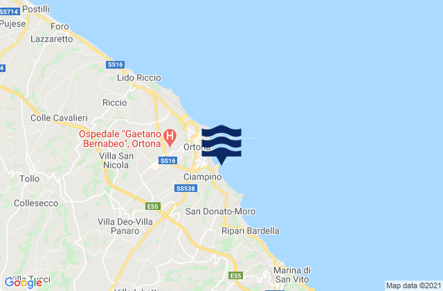 Mapa de mareas Villa Caldari, Italy