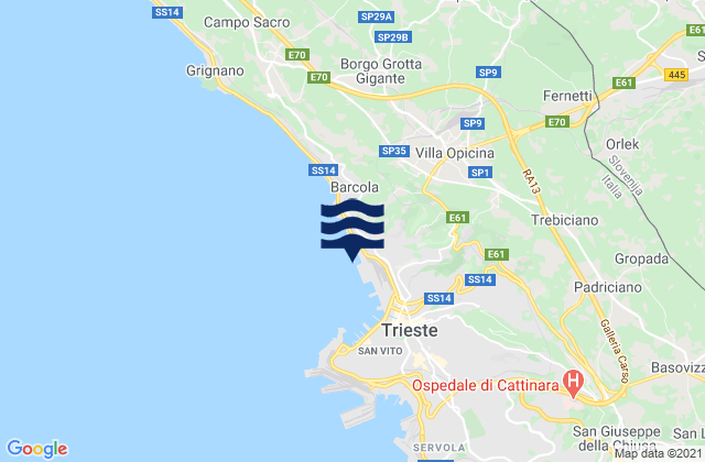 Mapa de mareas Villa Opicina, Italy