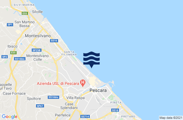 Mapa de mareas Villa Raspa, Italy