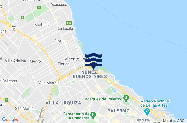 Mapa de mareas Villa Santa Rita, Argentina