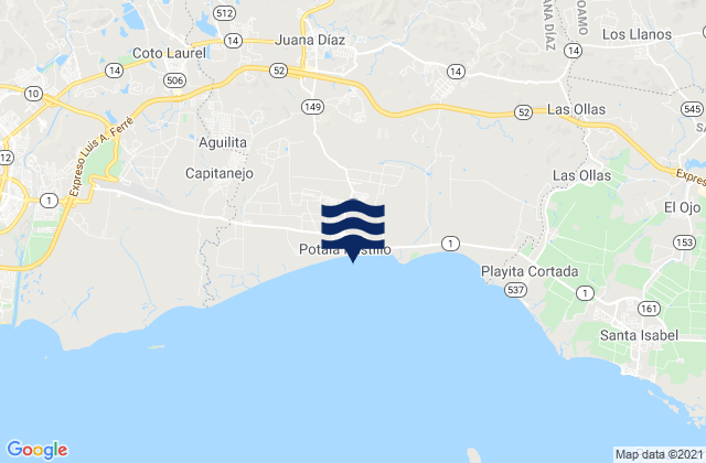 Mapa de mareas Villalba Arriba Barrio, Puerto Rico