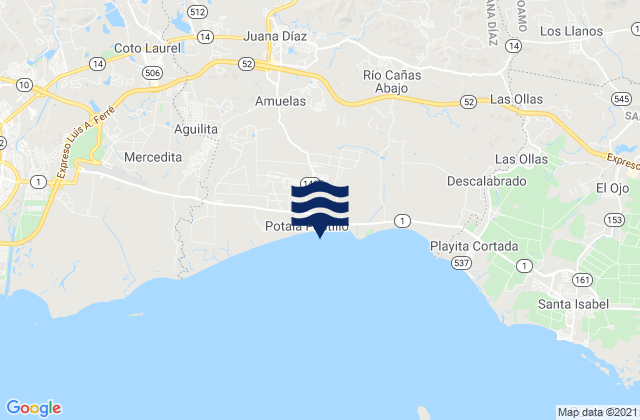 Mapa de mareas Villalba, Puerto Rico