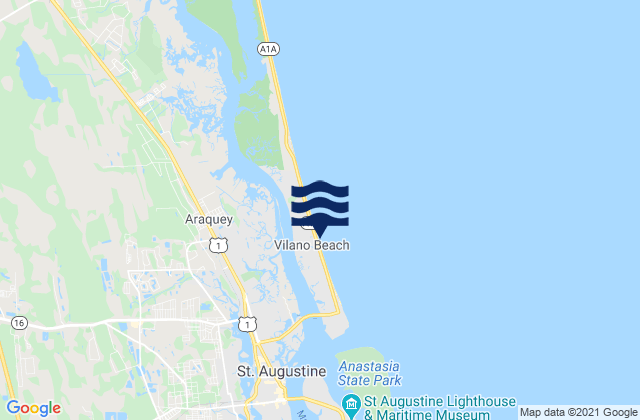 Mapa de mareas Villano Beach, United States
