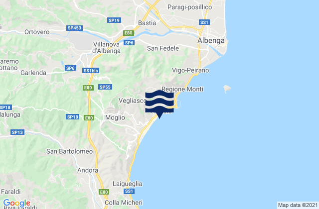 Mapa de mareas Villanova d'Albenga, Italy