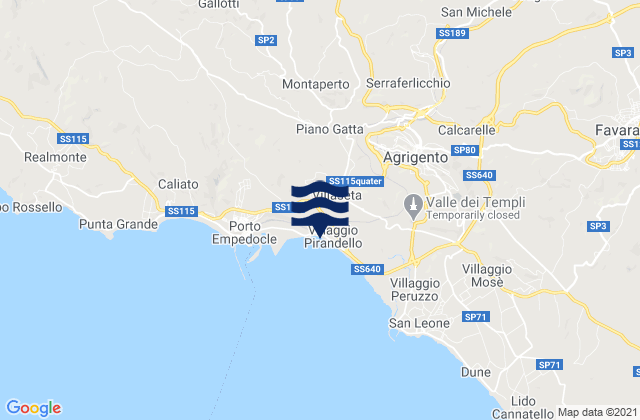 Mapa de mareas Villaseta, Italy