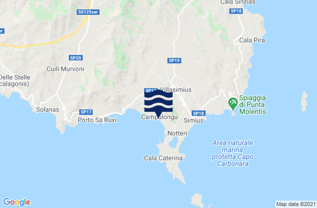 Mapa de mareas Villasimius, Italy