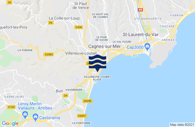 Mapa de mareas Villeneuve-Loubet, France