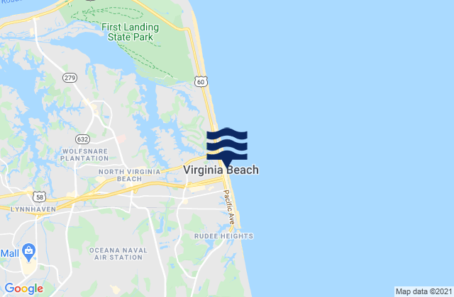 Mapa de mareas Virginia Beach, United States