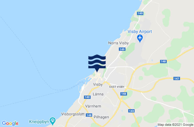 Mapa de mareas Visby, Sweden